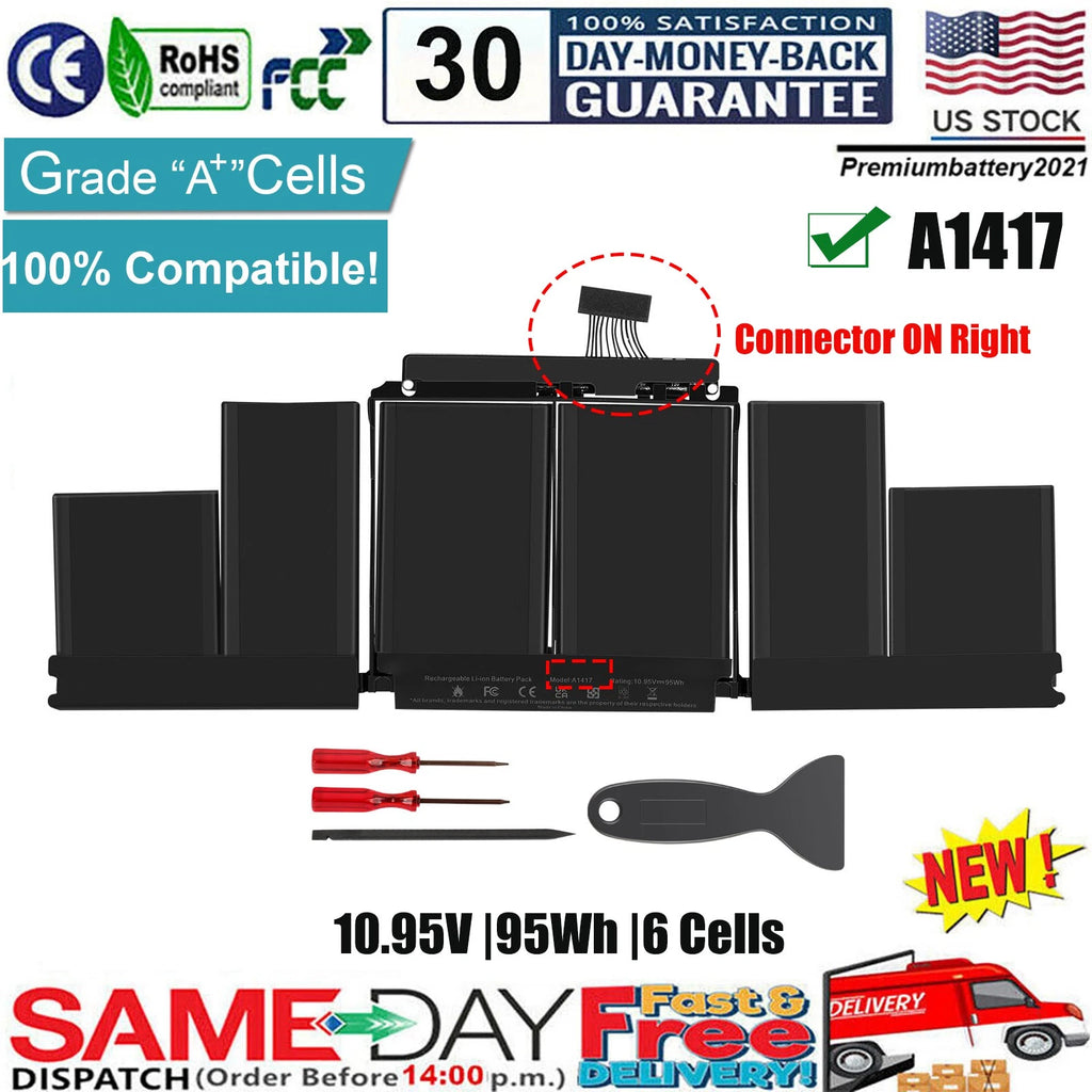 ?A1417 Battery For Apple Macbook Pro 15" Retina A1398 Mid 2012 Early 2013 Year