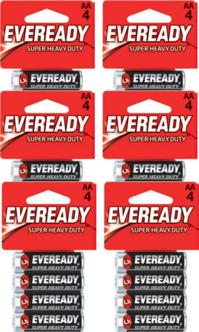 24 x Energizer Eveready Super Heavy Duty AA Batteries (6 x 4)