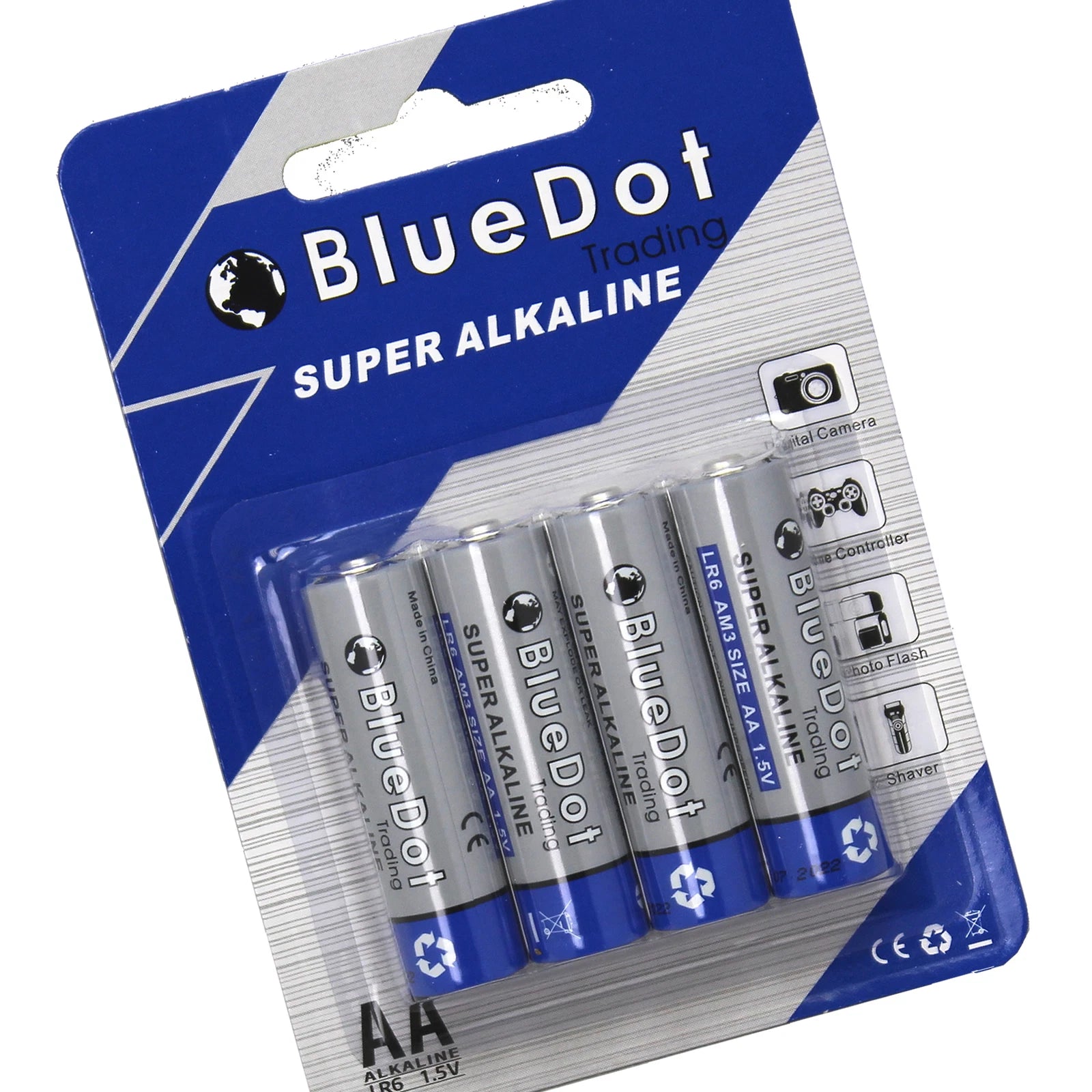 (4) Qty BlueDot AA Batteries Alkaline 1.5v. High Quality! New from Factory!