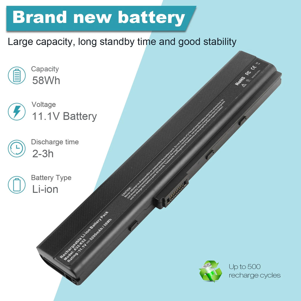 A32-K52 Laptop Battery Replacement for ASUS A52F A52J K52F X52N X52J X52F K5