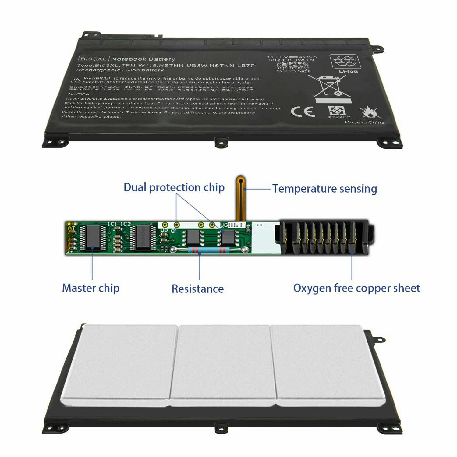 BI03XL Laptop Battery For HP Stream 14-ax 14-cb 844203-855 844203-850 HSTNN-UB6W