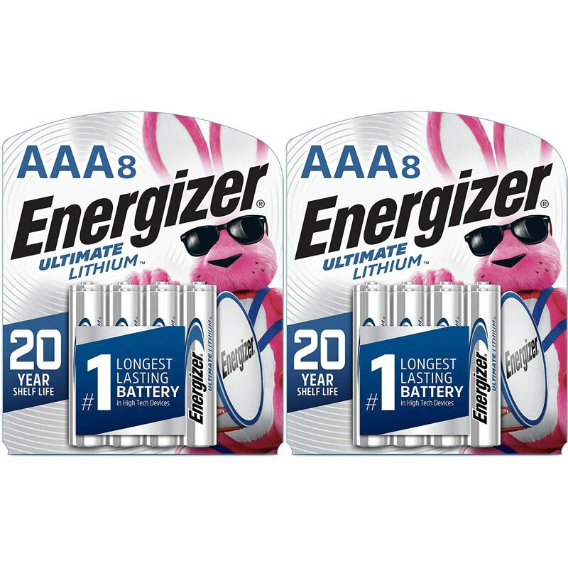 16 Energizer AAA L92BP Ultimate Lithium (2 x 8 pk) Batteries, FRESH BATTERIES
