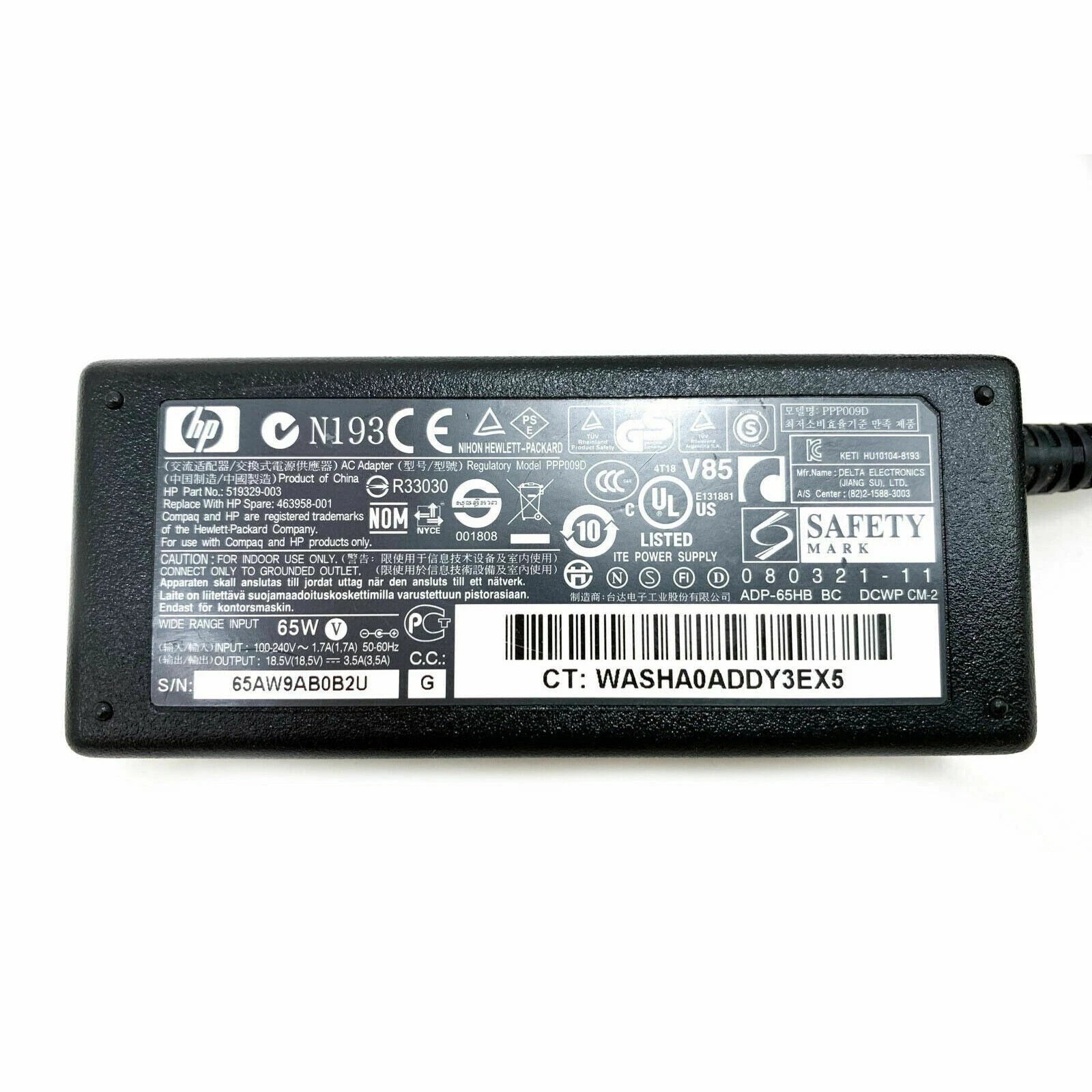 NEW Genuine 65W HP AC/DC Adapter 18.5V 3.5A Model PPP009D PPP009L PA-1650-32HT