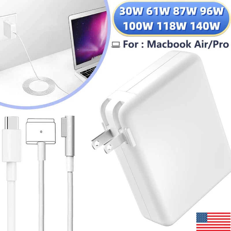 For Macbook 1&2 For MacBook Air Pro 60W USB-C L-Tip T-Tip Power Charger Adapter