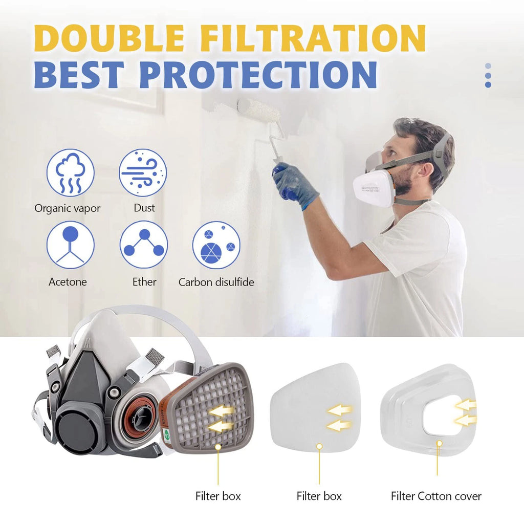 17 in1 Half Face Gas Mask Facepiece Spray Painting Respirator Safety Suit F 6200