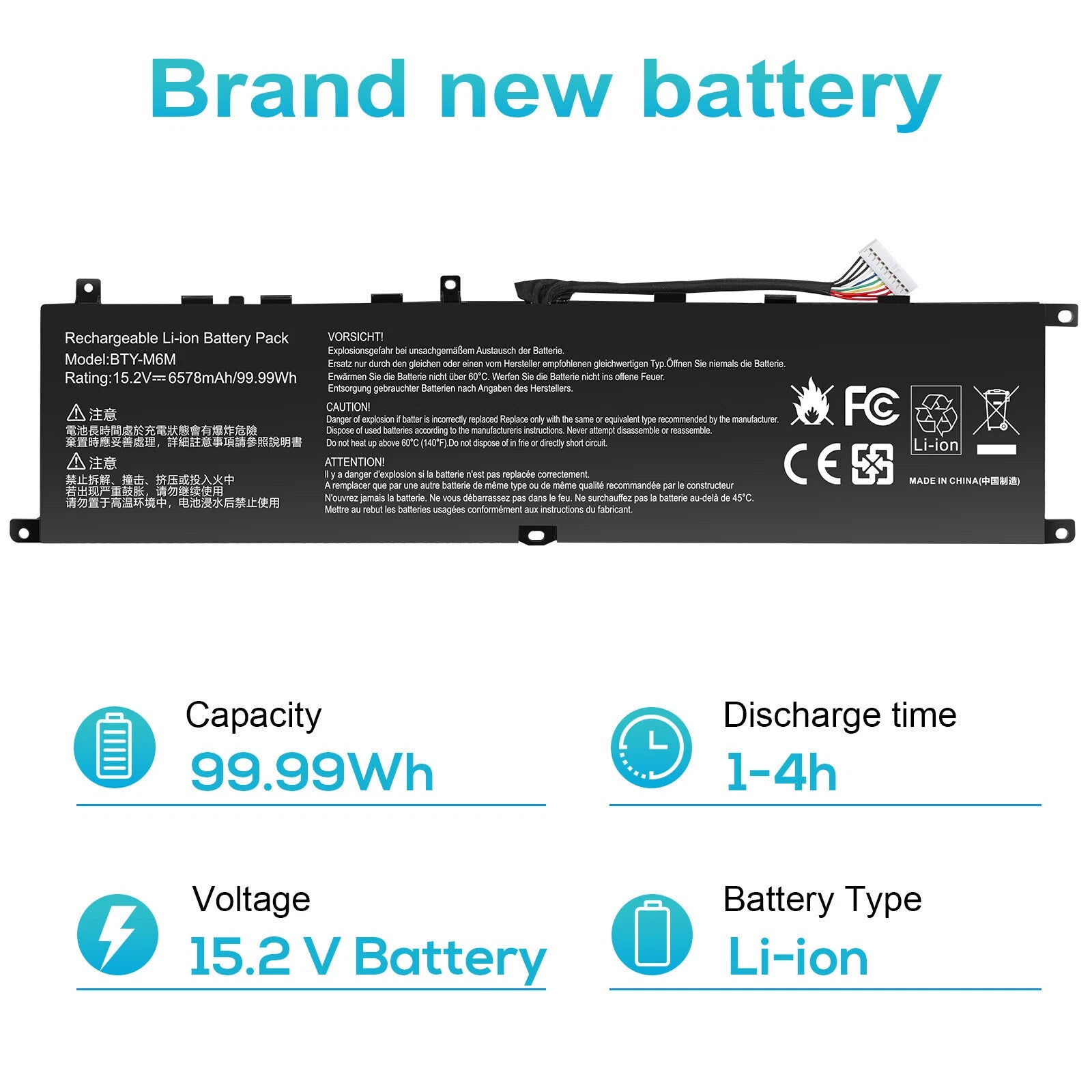 BTY-M6M Battery for MSI GS66 Stealth 10SF 10SFS 10SGS GE66 Raider 10SD 10SE GE76