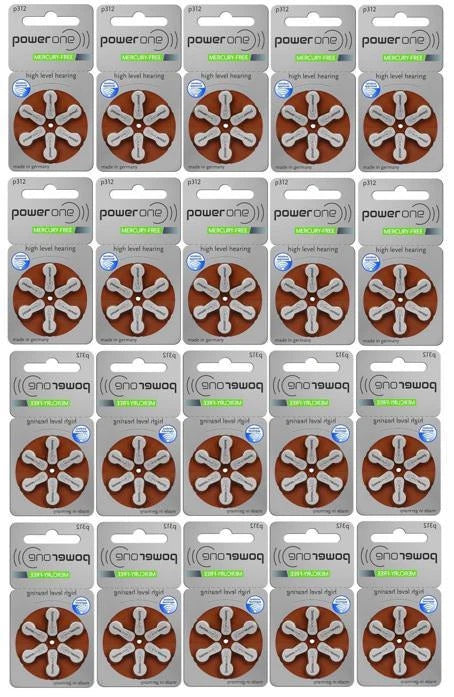 Powerone Hearing Aid 312 Genuine Batteries German Made,Multiple (30-300) EX-2029