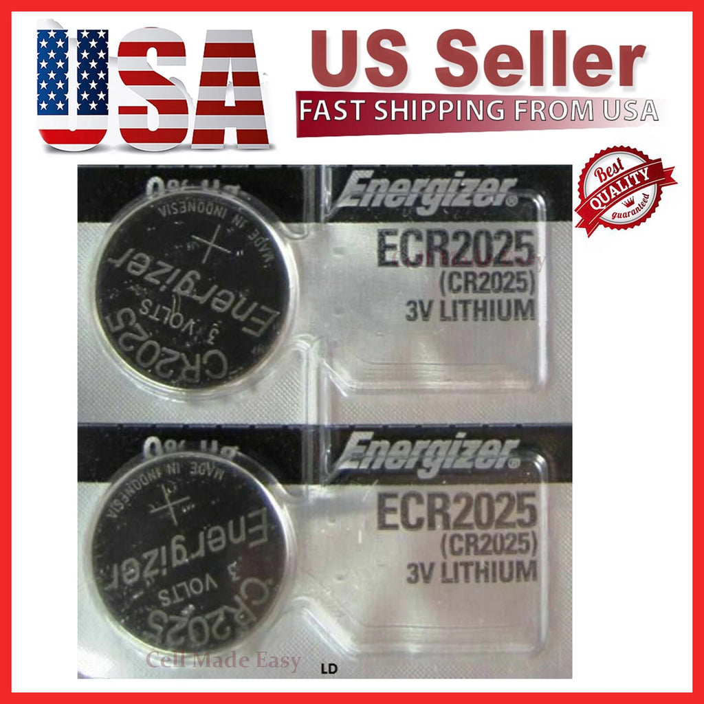2 Pieces Fresh Energizer ECR 2025 CR 2025 Lithium 3V Battery CR2025 Expire 2031
