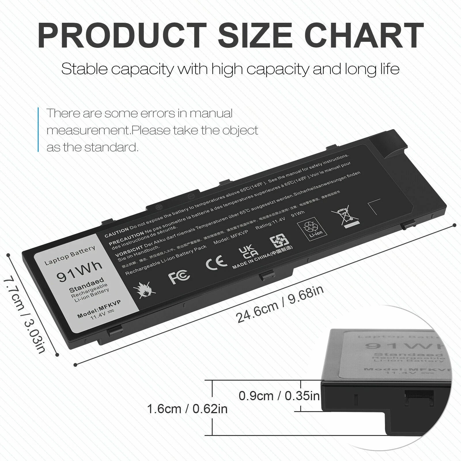 91Wh Battery MFKVP For Dell Precision 15 7510 7520 17 7710 7720 M7510 M7710