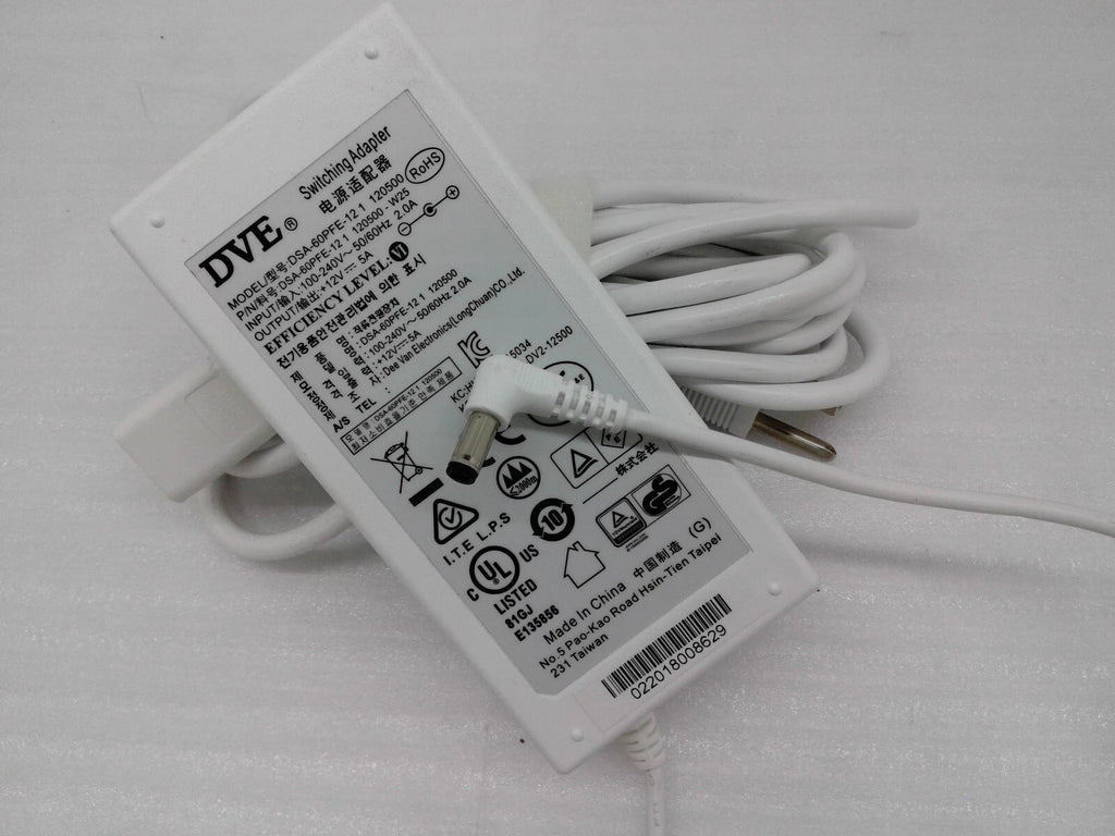 Genuine 60W DVE AC DC Switching Power Adapter 12V 5A DSA-60PFE-12 1 White