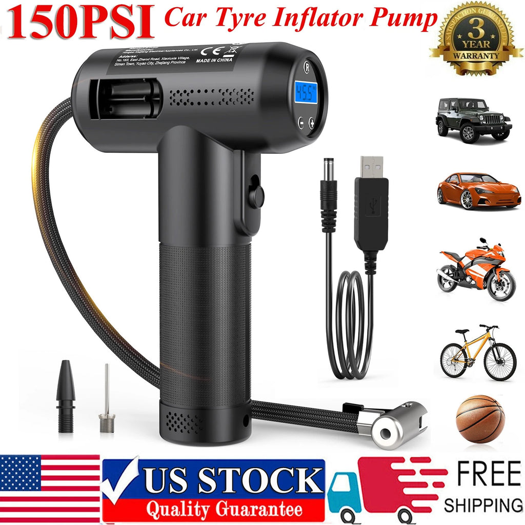 Car Tyre Inflator Cordless Digital USB Rechargeable Tire Air Compressor Pump