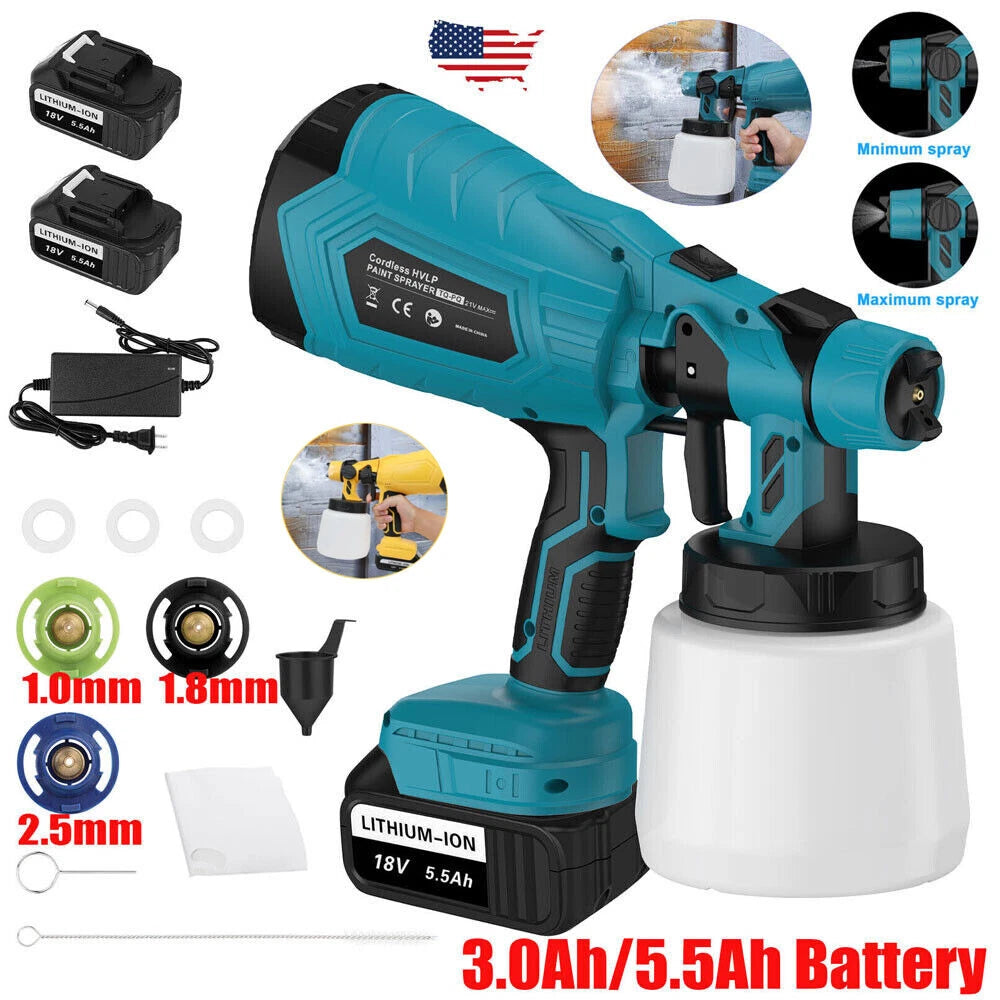 High Pressure Cordless Paint Sprayer Electric Spray Gun Battery for Makita 18V