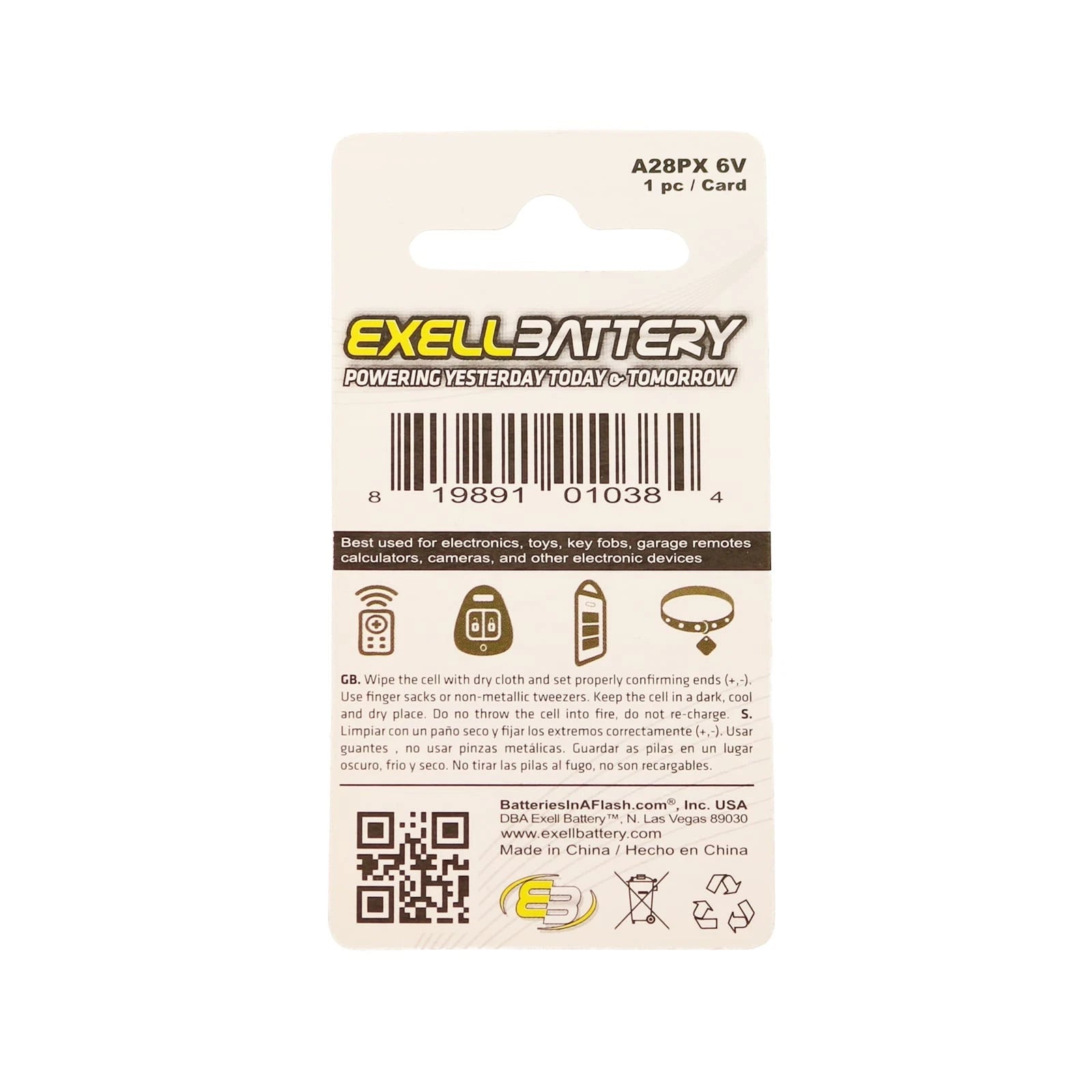 Exell A28PX Alkaline 6V Battery Compatible With 4LR44 L1325 A544 4AG13