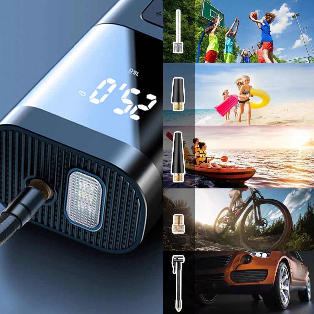 Car Cordless Tire Inflator Air Compressor 12V USB Rechargeable Battery 150PSI