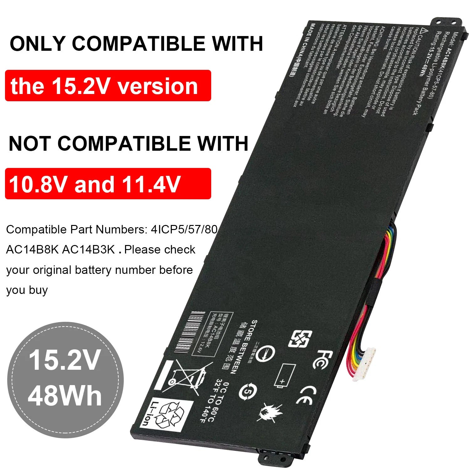 Battery for Acer Aspire R3-131T R5-571T R5-571TG R5-431T R5-471T R7-371T R7-372T