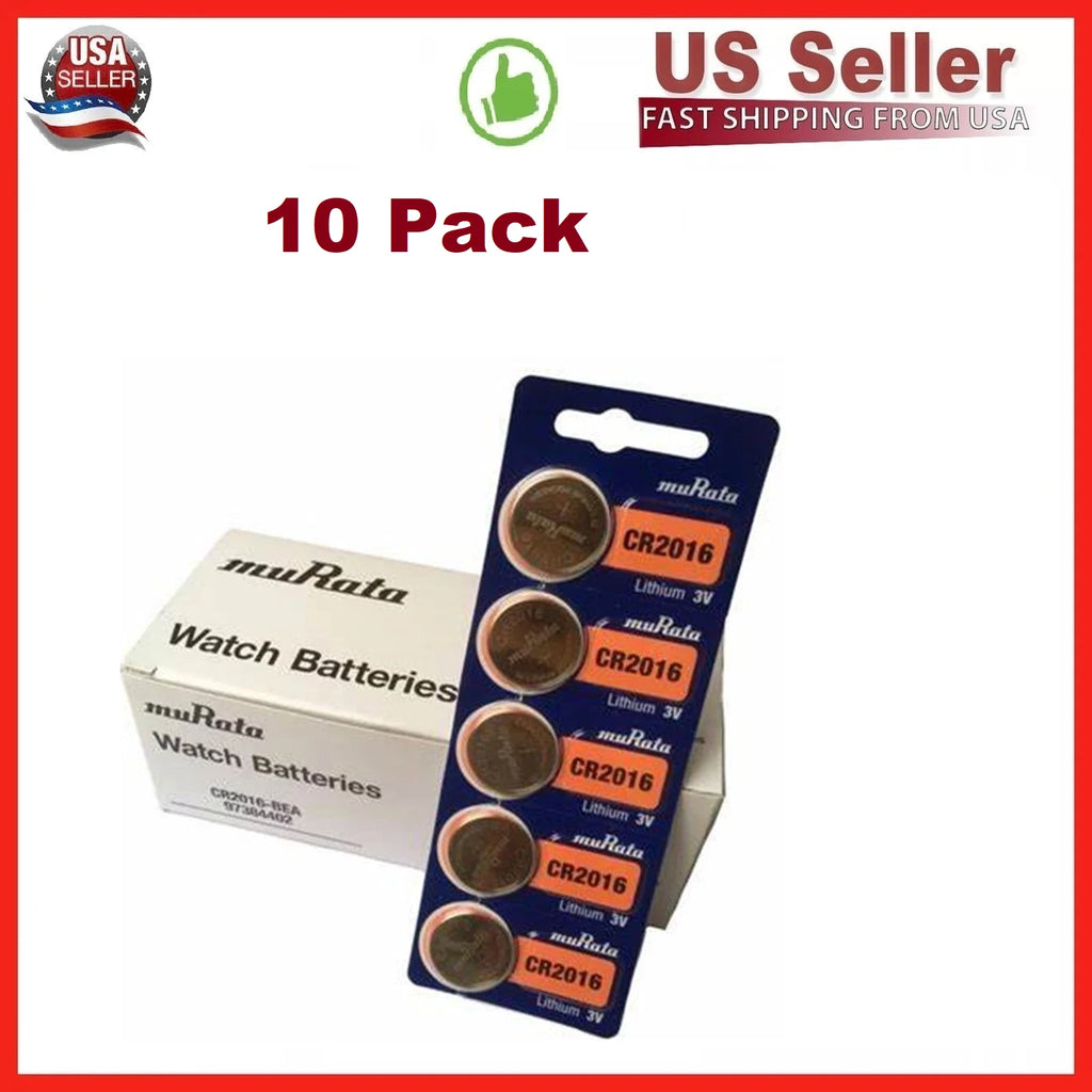Murata CR2016 Battery 3V Lithium Coin Cell (10 Count) - Replaces Sony CR2016