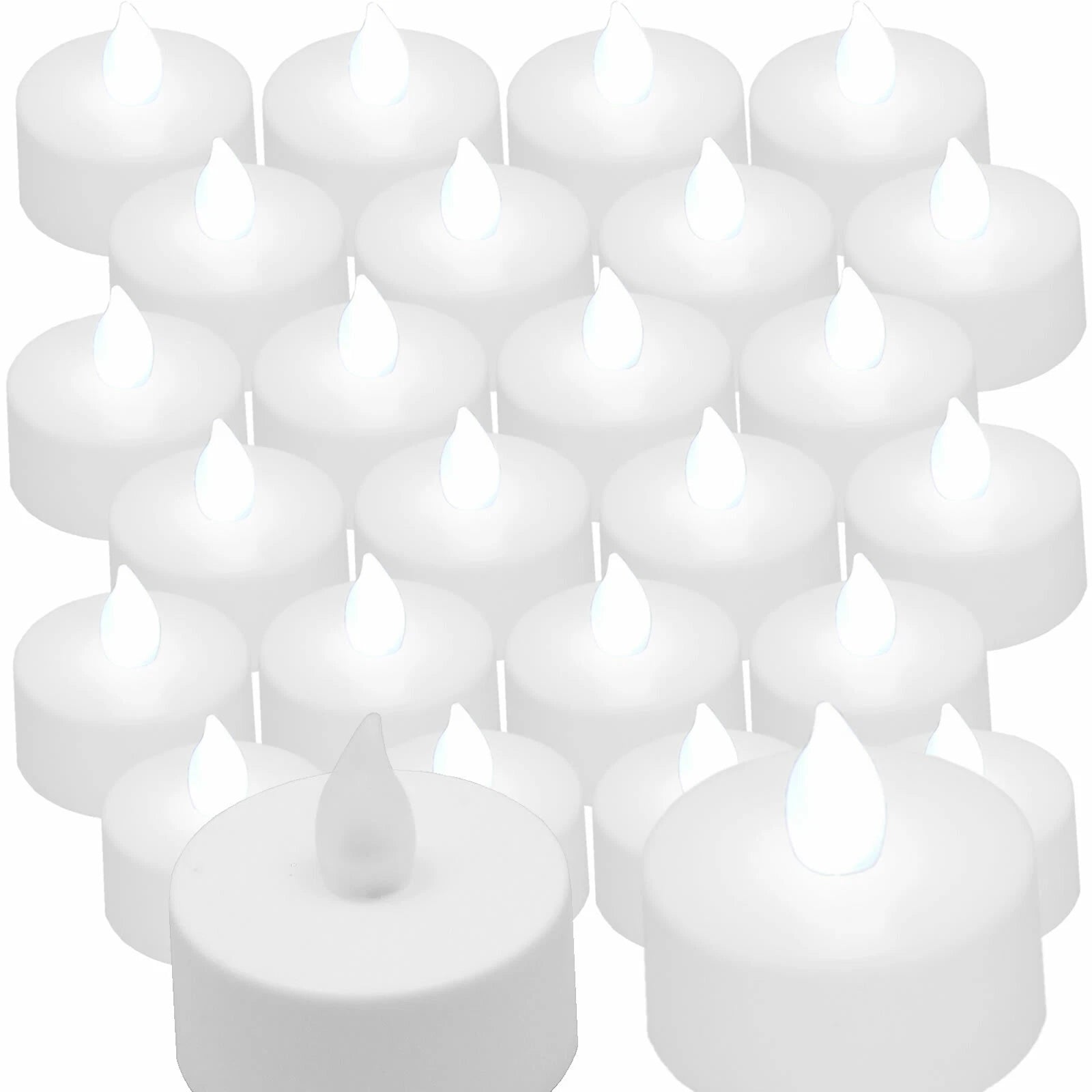 Qty 24 Battery Operated, Flickering White LED Tealights Tea Lights Flameless