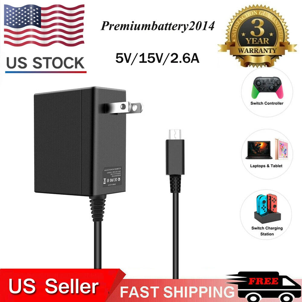 5V / 15V 2.6A USB Type C AC Adapter Wall Charger Power For NS Nintendo Switch