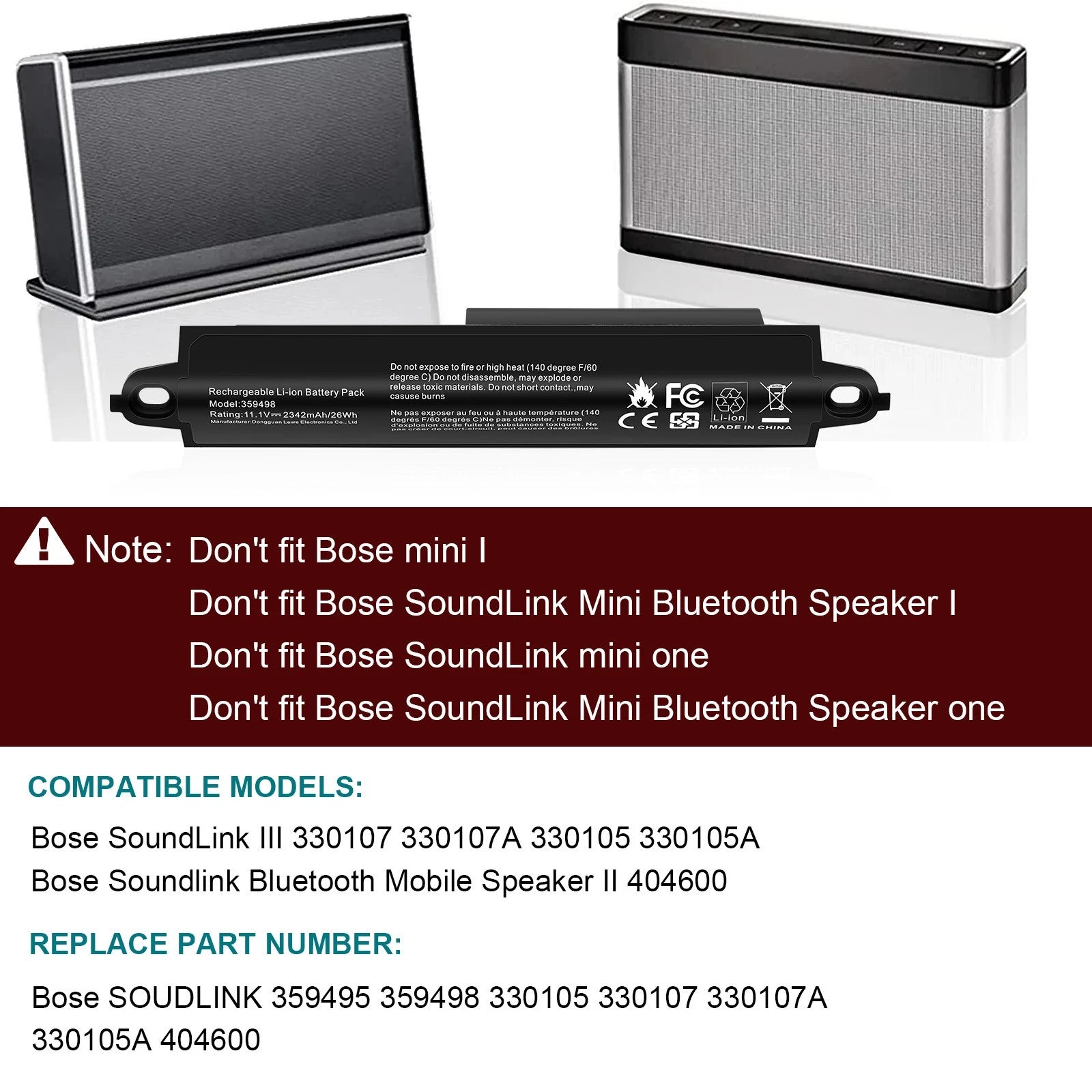 26Wh Battery For Bose soundlink Bluetooth Mobile Speaker II 404600 359495 330105