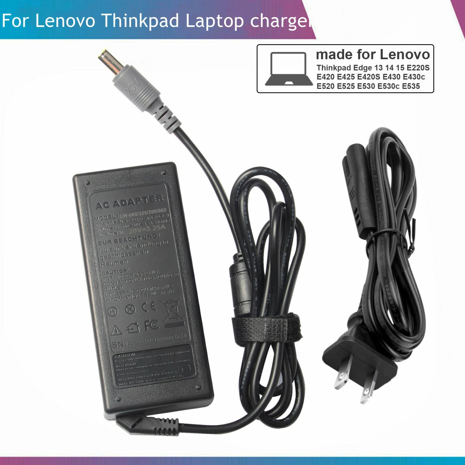 65W AC Adapter Laptop Charger for Lenovo Thinkpad E545 T530 T61 X140e X230 7.5mm