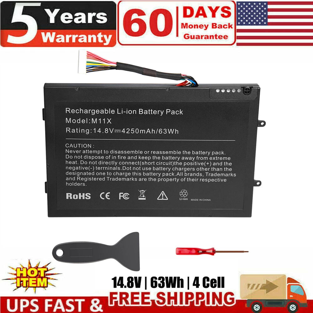 63Wh Battery for DELL Alienware M11x M14x R1 R2 R3 Series PT6V8 8P6X6 P06T