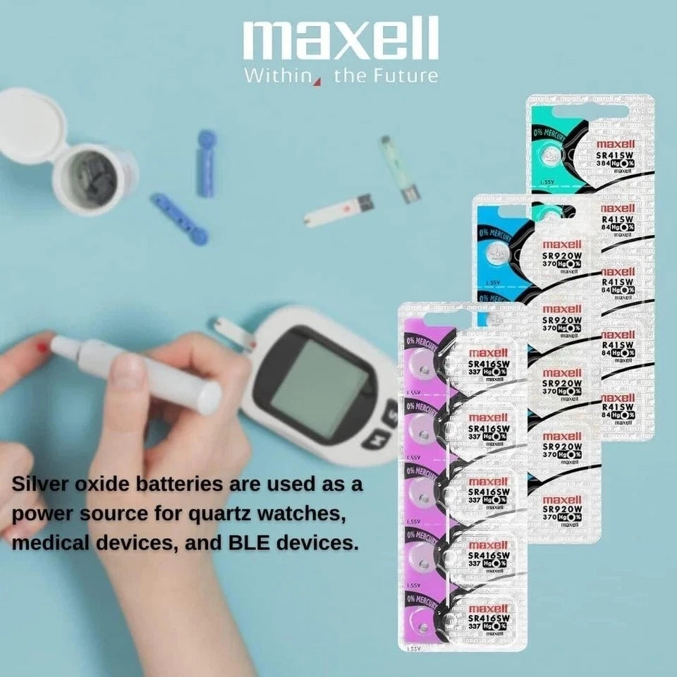 1 x MAXELL SR416SW 337 SR416 1.55v Silver Oxide Button Cell Watch Battery -...