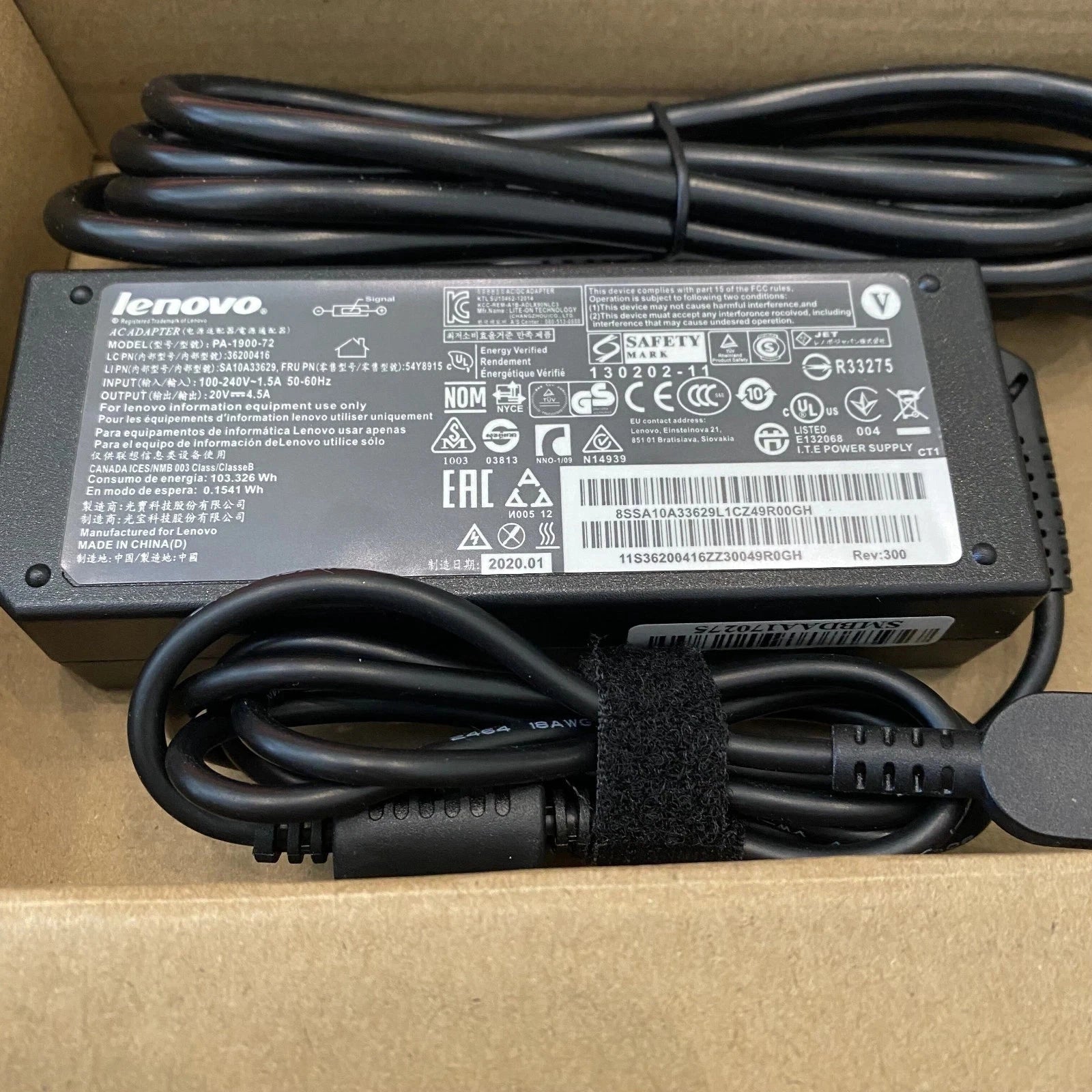 Genuine 90W Lenovo Adapter Charger ThinkPad X1 Carbon 0B46994 Yellow Square Tip