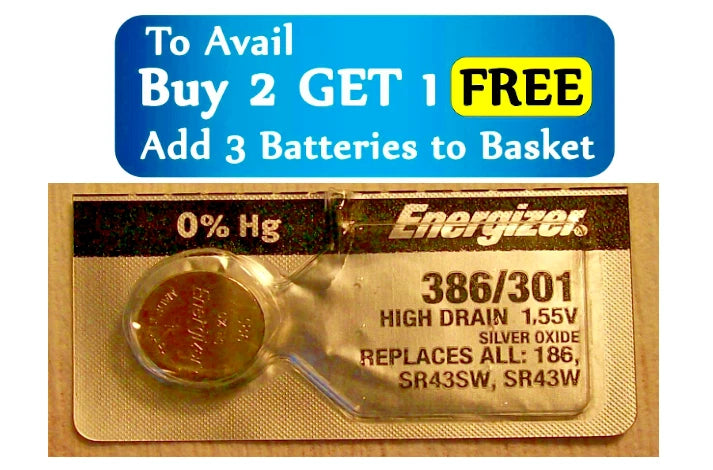 Energizer Watch Batteries BUY 2 GET 1 FREE -371 377 379 364 CR 2032 2025 Battery