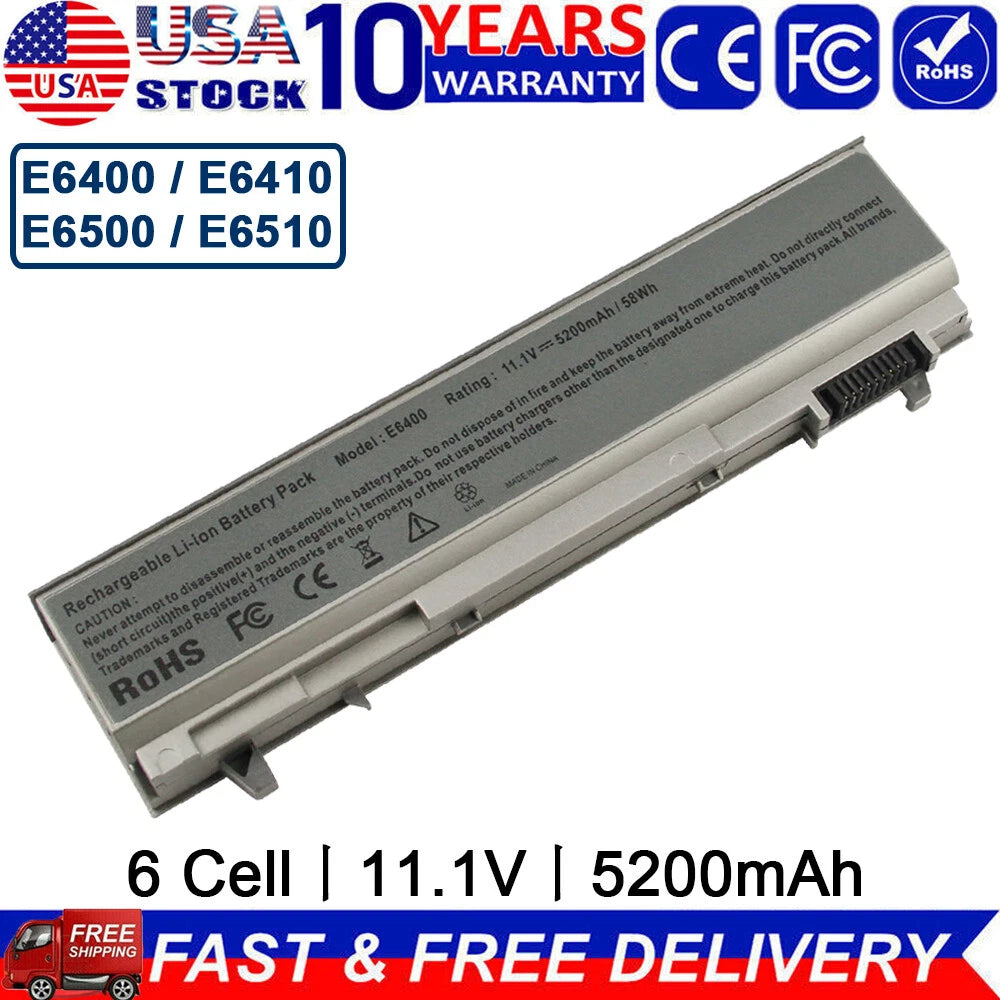 Battery For Dell Latitude E6400 E6410 E6500 E6510 Precision M2400 M4400 /Charger
