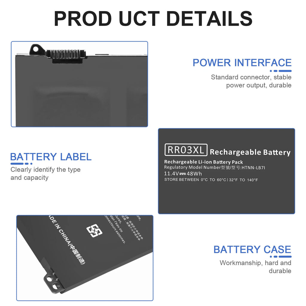 RR03XL Battery For HP ProBook 440 G4 G5,450 G4 G5, 455 G4, 470 G4 G5 Series 48Wh