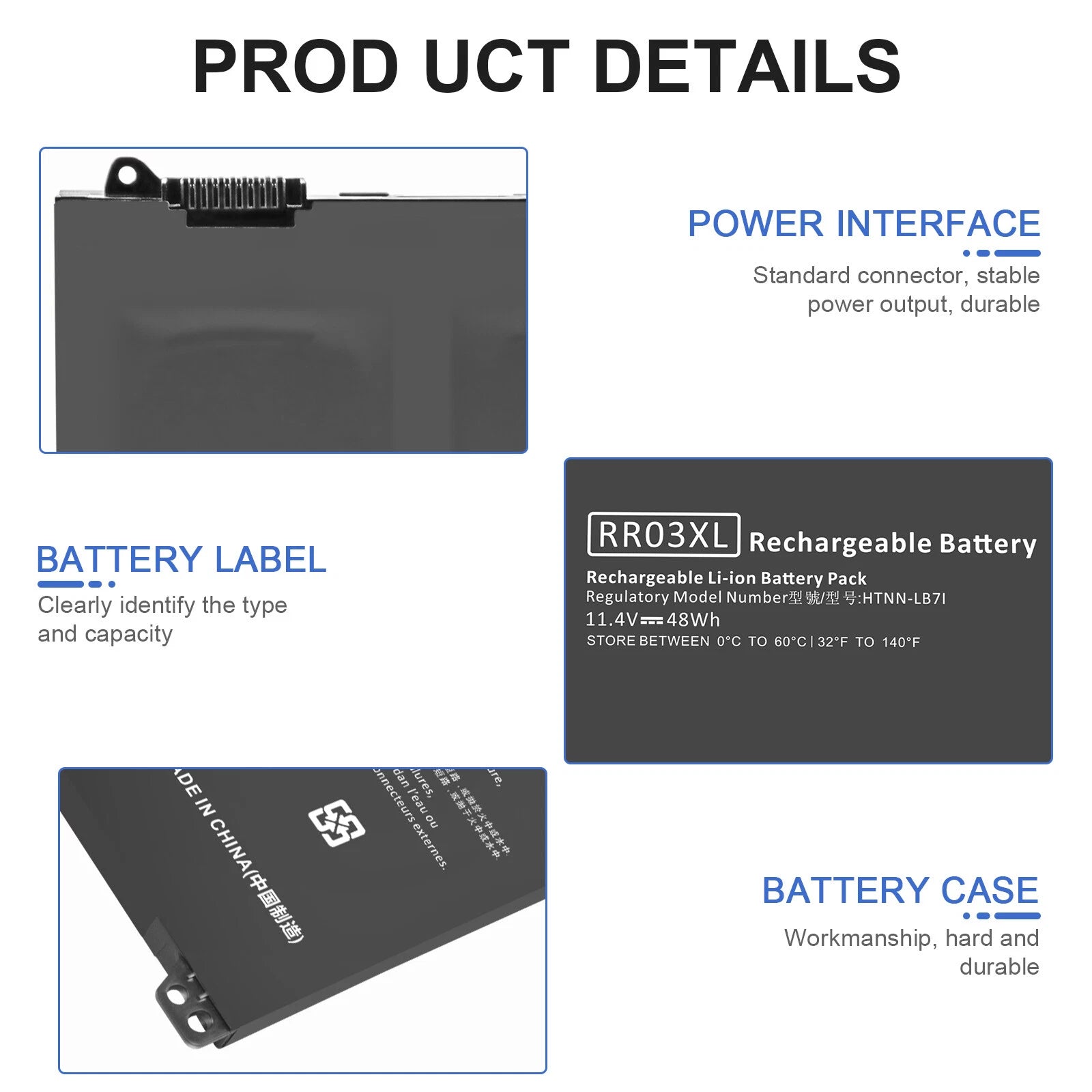 RR03XL Battery For HP ProBook 440 G4 G5,450 G4 G5, 455 G4, 470 G4 G5 Series 48Wh