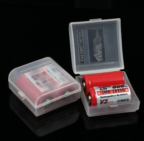 Efest 18350 Battery White Clear Plastic Battery Case/Box 2 Pcs