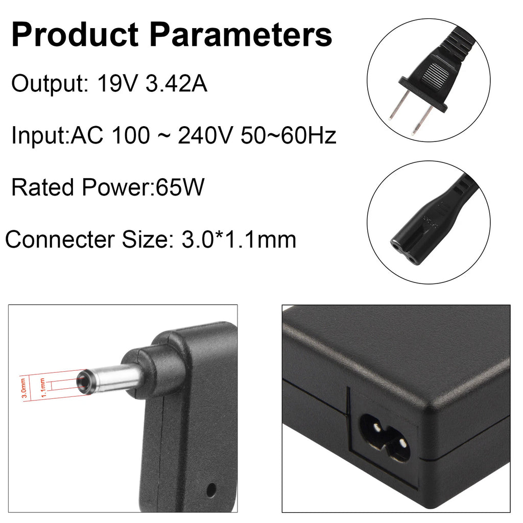 65W Laptop Charger Power Adapter for Acer Aspire 5 A515-51 A515-55-588C +US Cord