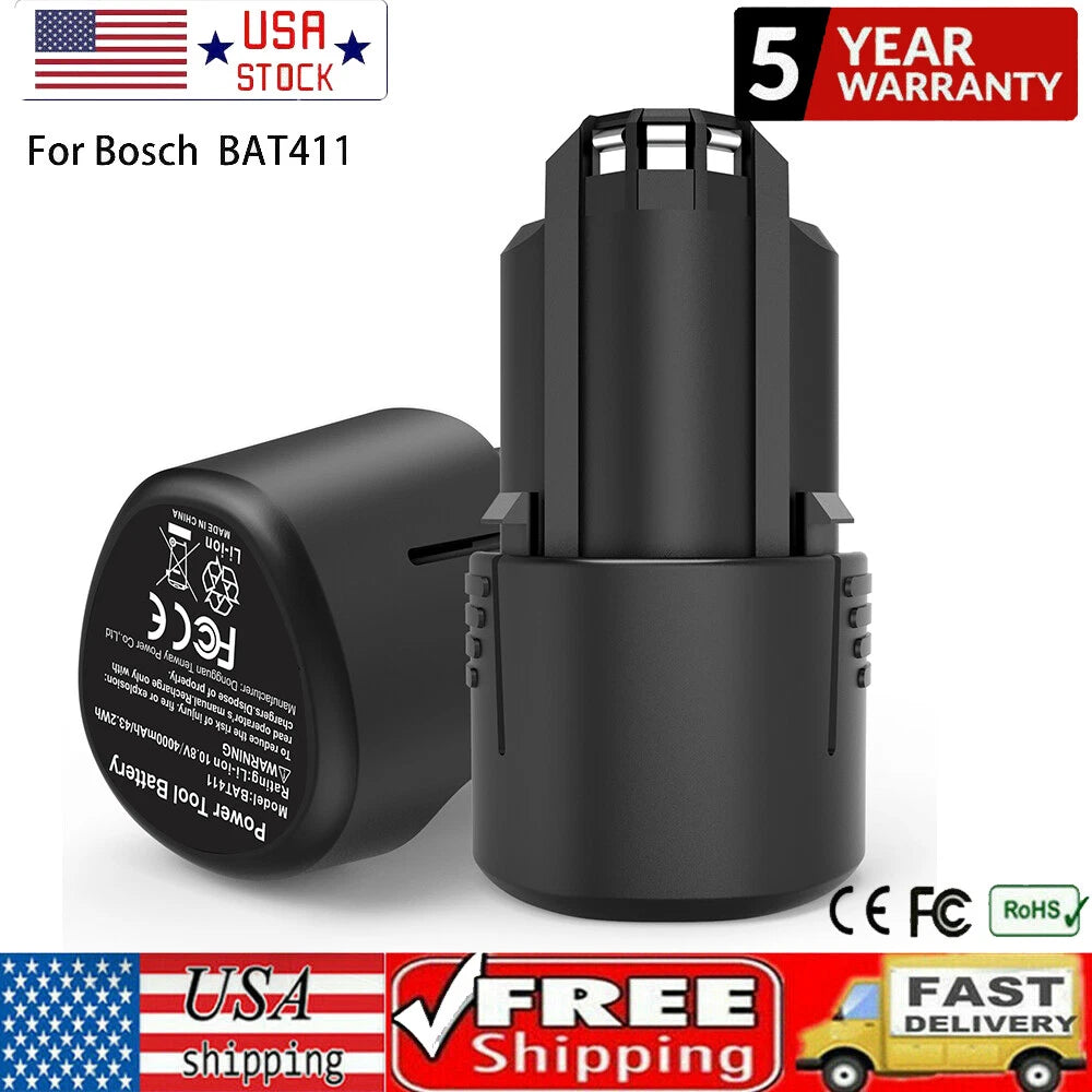 2X 4.0Ah Li-ion Battery 12V For Bosch BAT411 BAT412 Drill 607 336 996 TSR1080