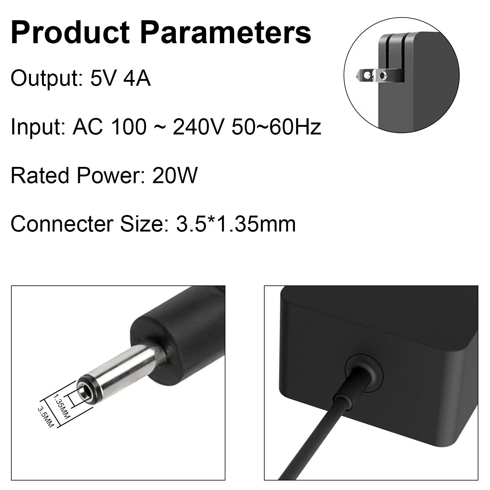 AC Adapter Laptop Charger Power for Lenovo ideaPad 100S-11IBY 80R2 5V 4A 20W US