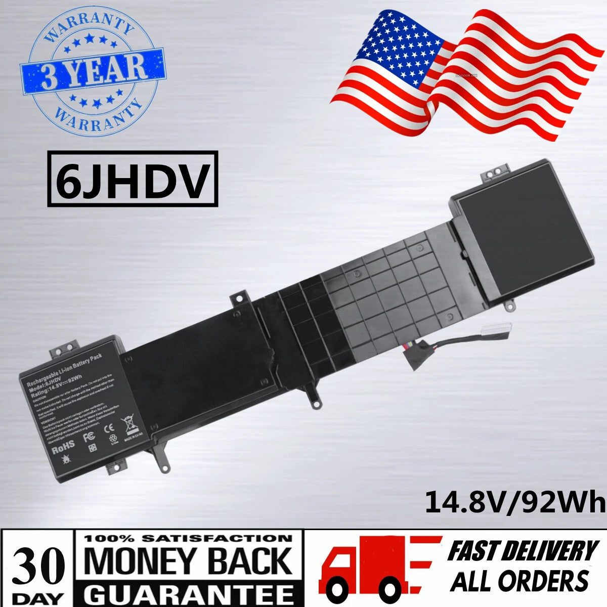 6JHDV 6JHCY Battery for Dell Alienware 17 R2 R3 P43F001 ALW17ED ALW17ED-4718