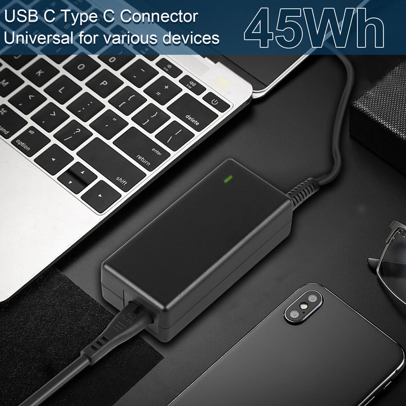 45W USB-C Adapter Charger For Dell XPS 13 9360 9365 9370 9333 9380 Power Supply