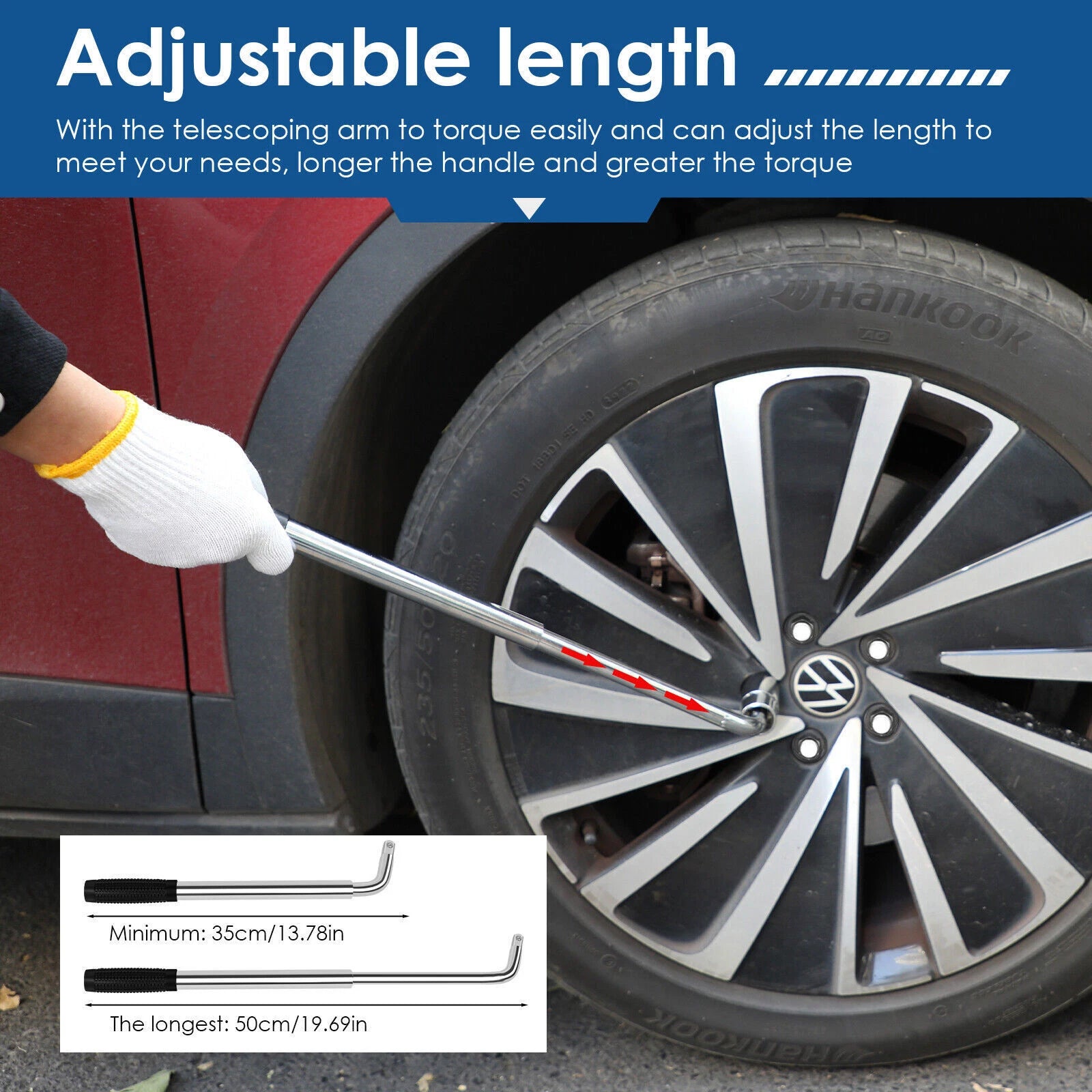 2 TON Scissor Jack Handle Crank Tool Car Van Garage W/Tire Wheel Lug Wrench Jack