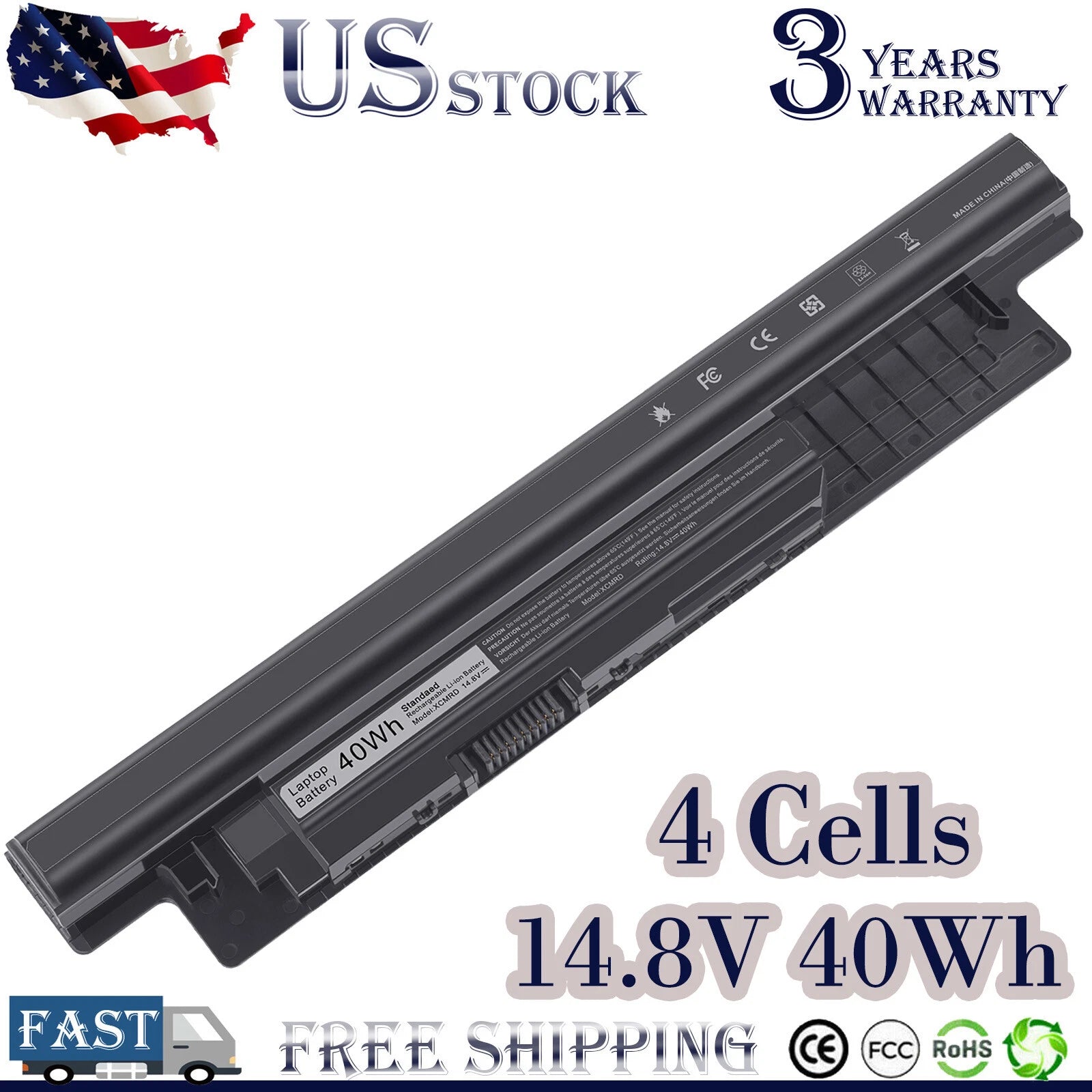 XCMRD MR90Y Battery For Dell Inspiron 3421 5421 15-3521 5521 3721 14.8V 40Wh