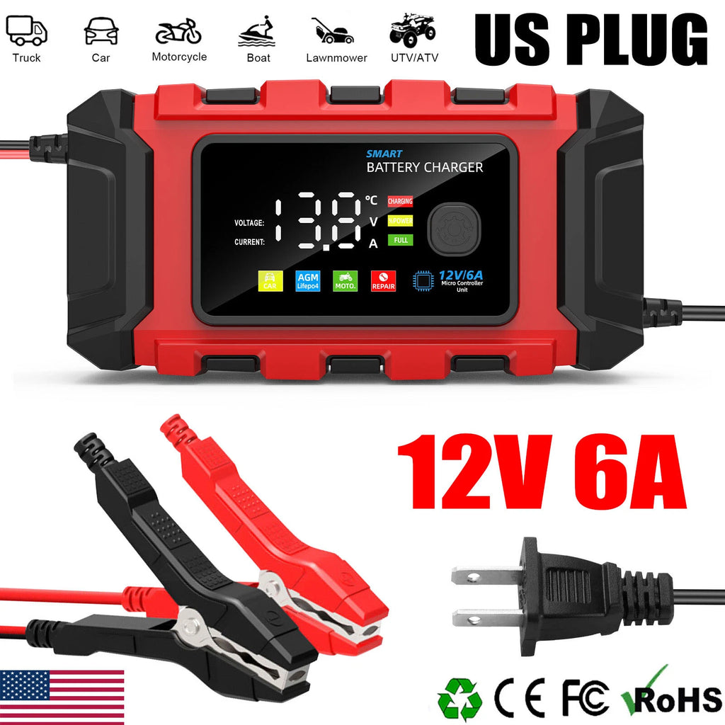 12V Smart Car Battery Charger Automatic Lifepo4 Repair Maintainer Trickle Gel US