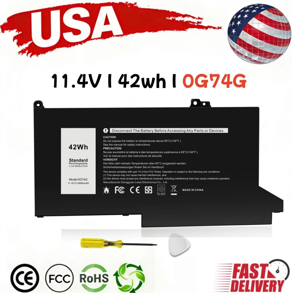 New OG74G Battery for Dell Latitude 5300 5310 2-in-1 5300 7300 7400 Series 42wh