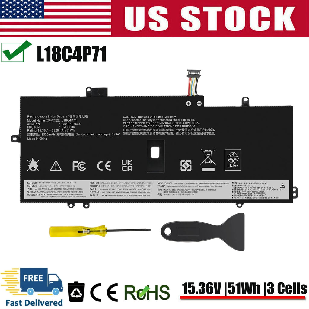 L18C4P71 L18L4P71 L18M4P72 Battery For Lenovo ThinkPad X1 Carbon 7th 8th Gen 51W
