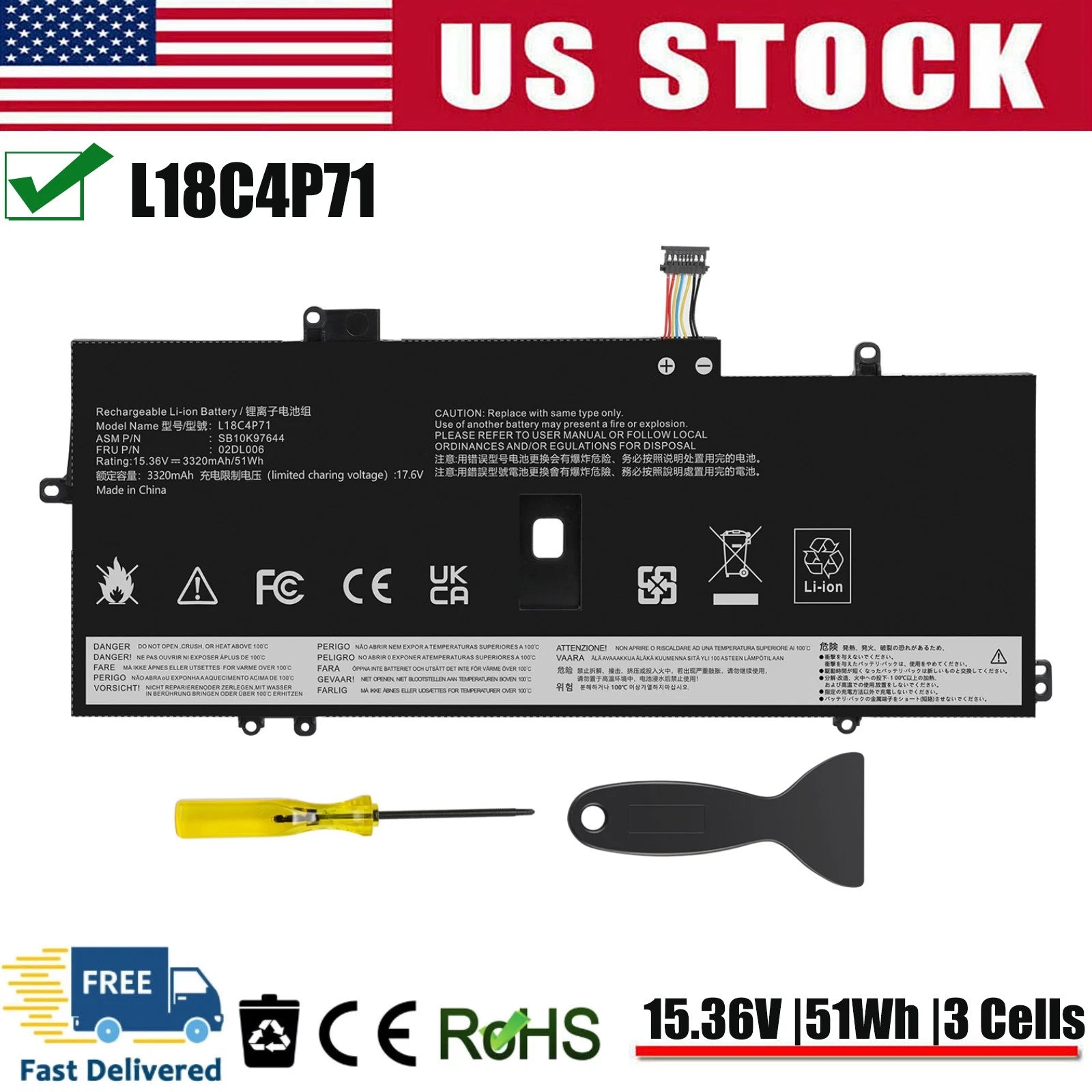 L18C4P71 L18L4P71 L18M4P72 Battery For Lenovo ThinkPad X1 Carbon 7th 8th Gen 51W