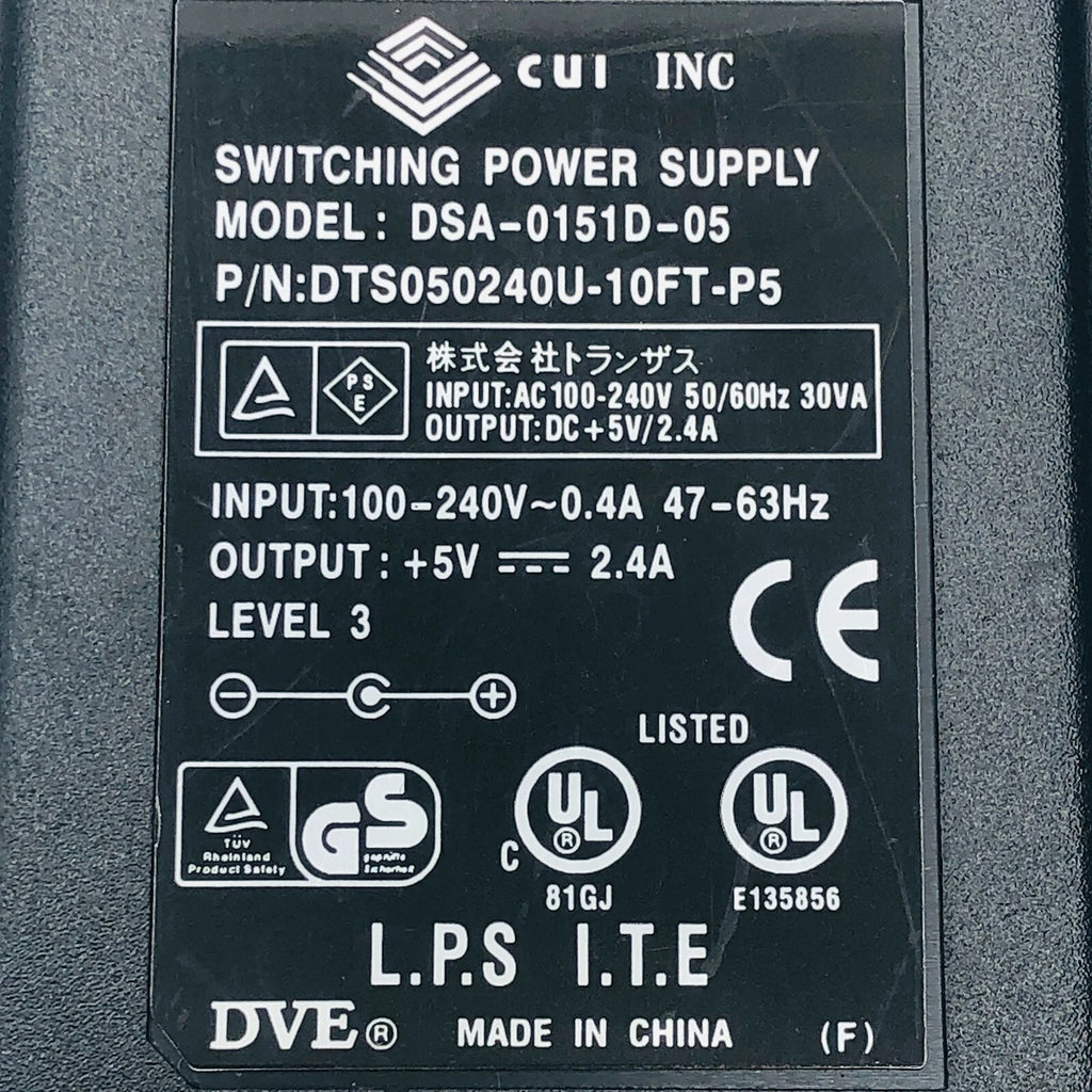 NEW Original CUI Inc 12W AC Power Adapter DSA-0151D-05 Charger 5V 2.4A