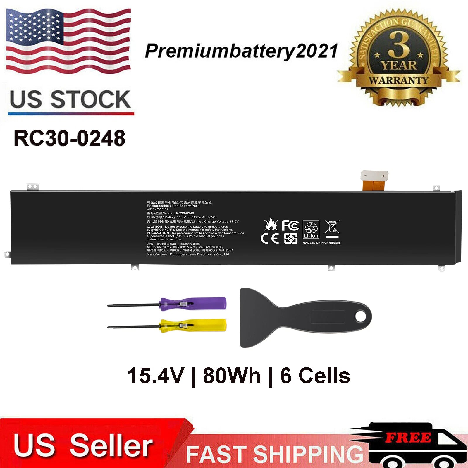 RC30-0248 battery for Razer Blade 15 Advanced (2018-2021) RZ09-02385 RZ09-02386