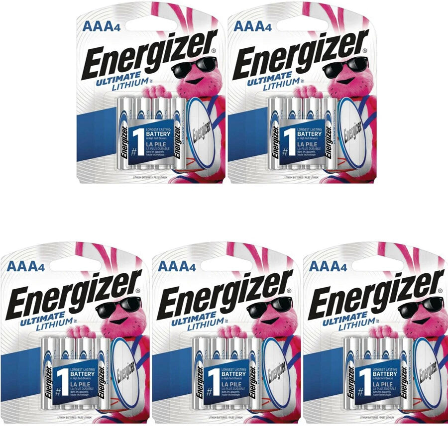 20 Count Energizer AAA Ultimate Lithium Batteries, (5 x 4 pks) FRESH SEALED