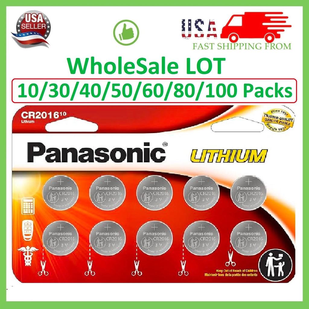 LOT 10-100 Panasonic LITHIUM BATTERY 3V CR2016 2016 BR2016 DL2016 Button Cell