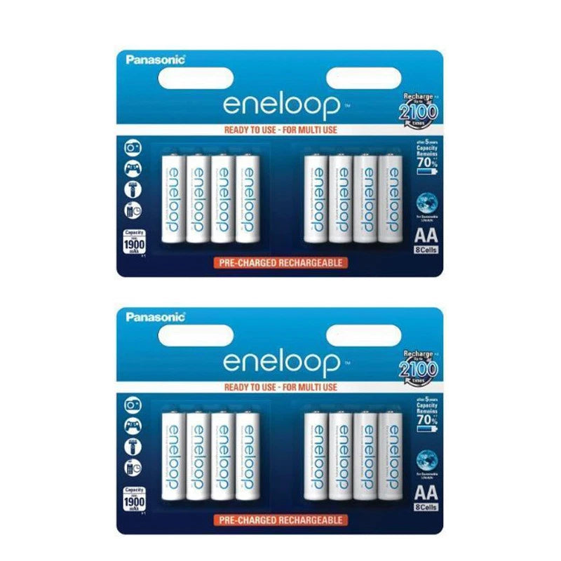 16 Panasonic Eneloop AA BK-3MCCE/8BE min 1900 mAH Rechargeable Batteries