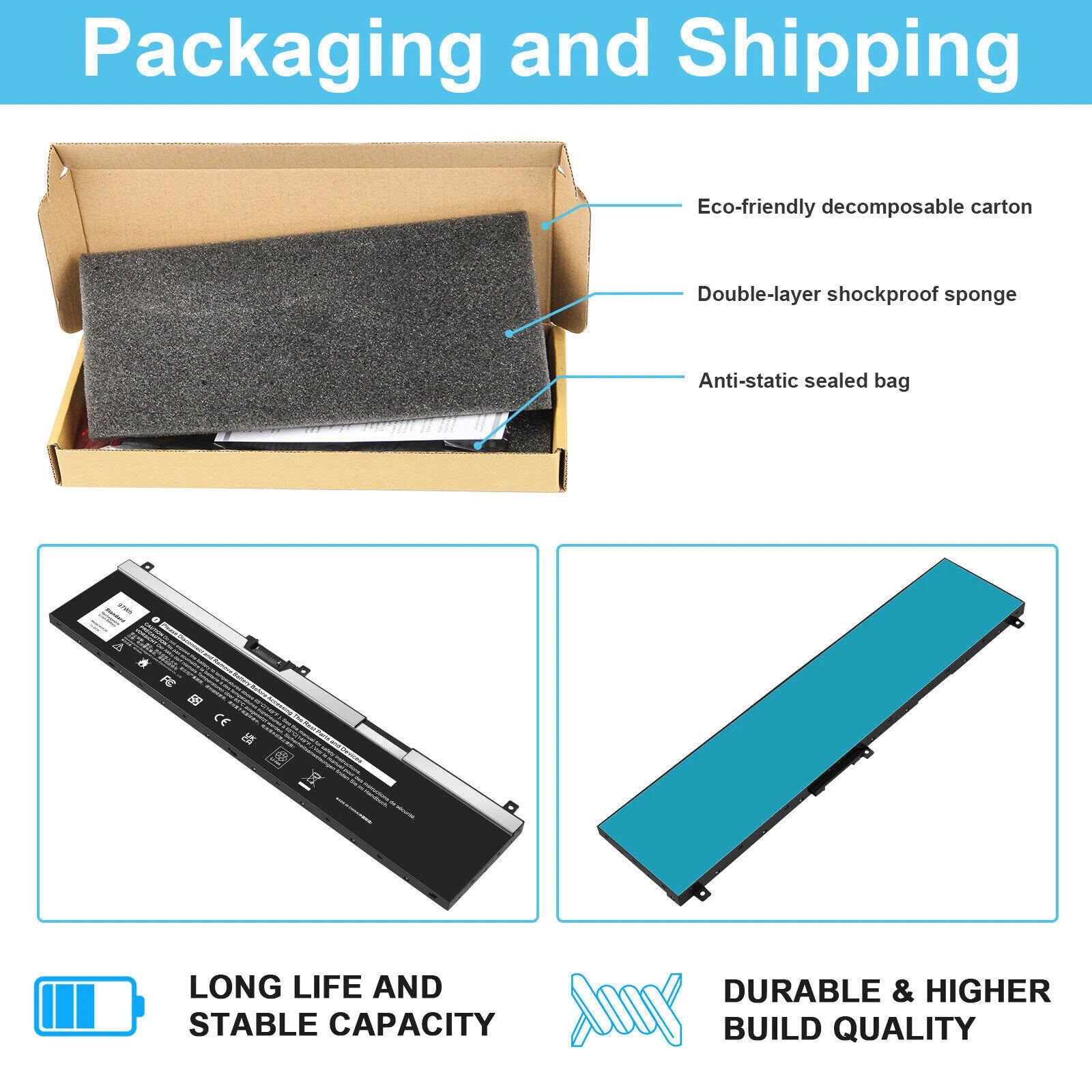 97Wh NYFJH Battery For Dell Precision 7740 7530 7730 7540 P34E P74F 0WMRC GW0K9