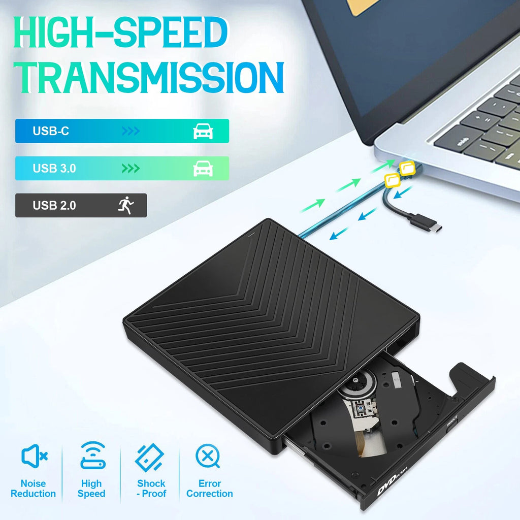 NEW External DVD Optical Drive Type-C USB 3.0 CD Writer USB C DVD +/-RW Reader
